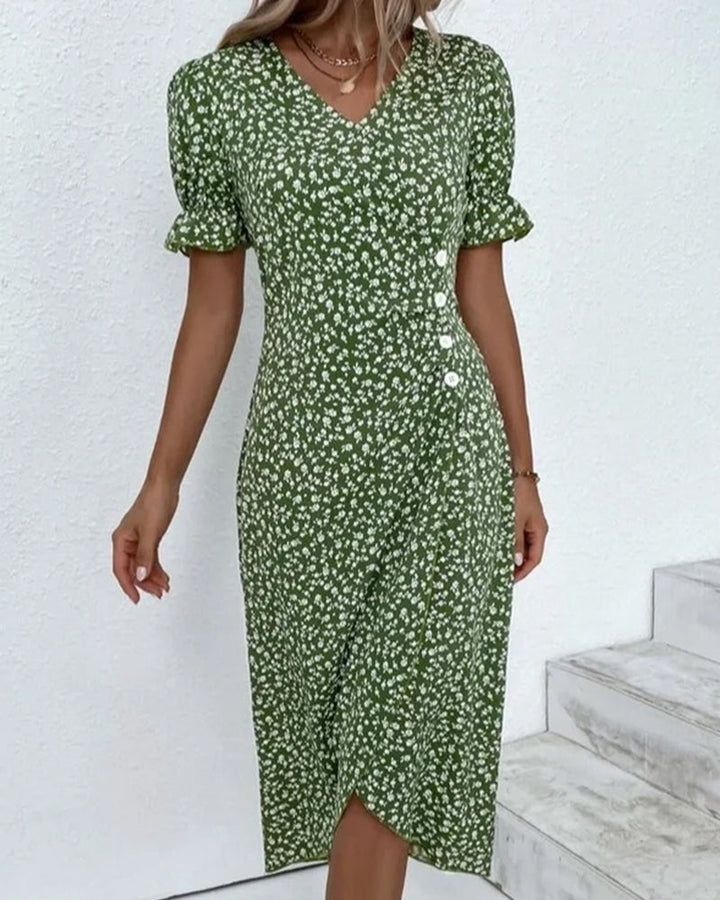 Vestido midi Fresh Bloom con escote en V