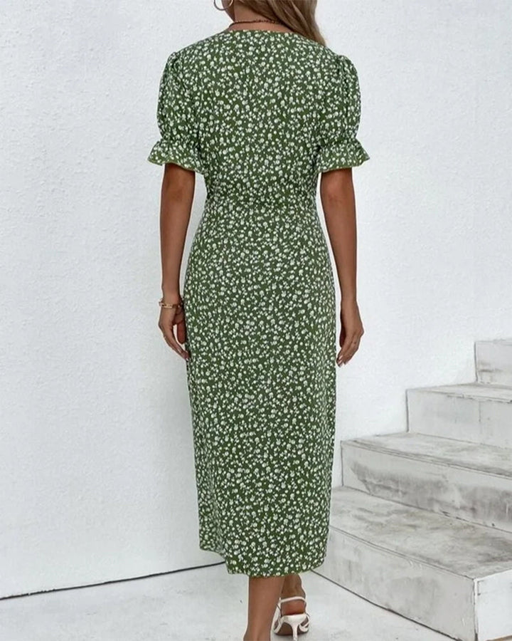 Vestido midi Fresh Bloom con escote en V