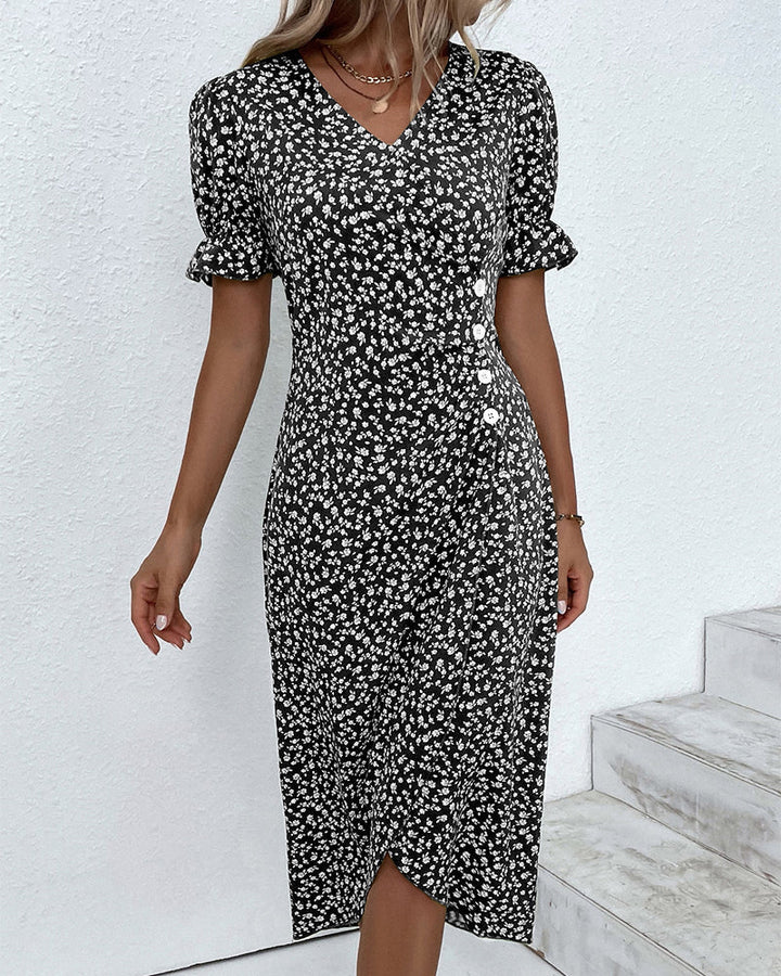 Vestido midi Fresh Bloom con escote en V