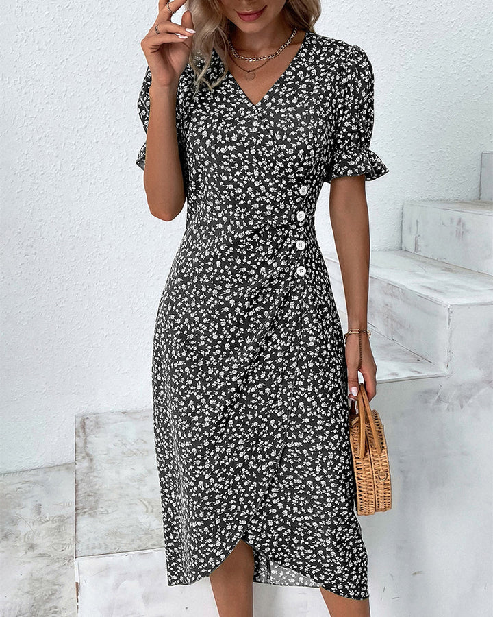 Vestido midi Fresh Bloom con escote en V