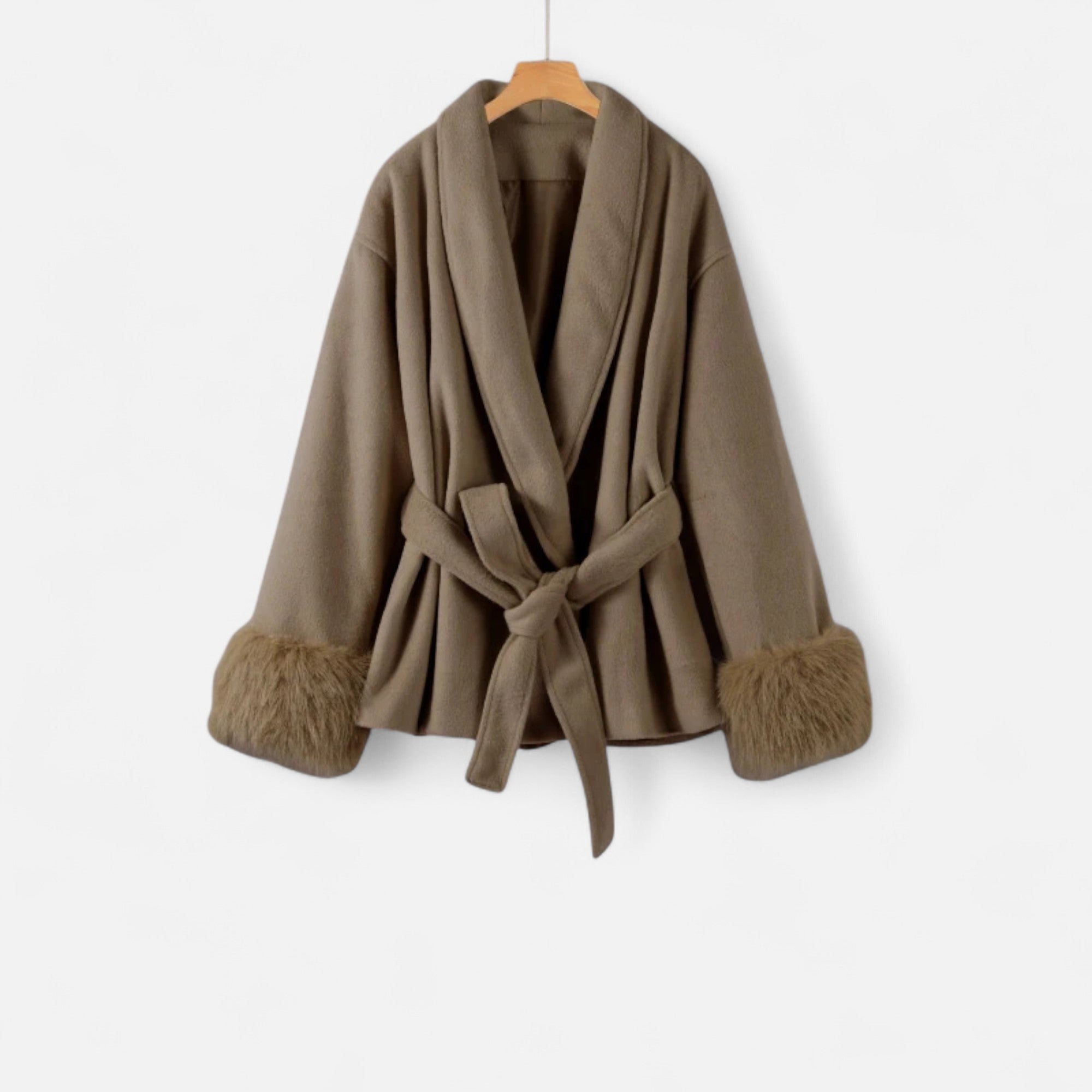 Women Faux-Fur Lace-Up Coat