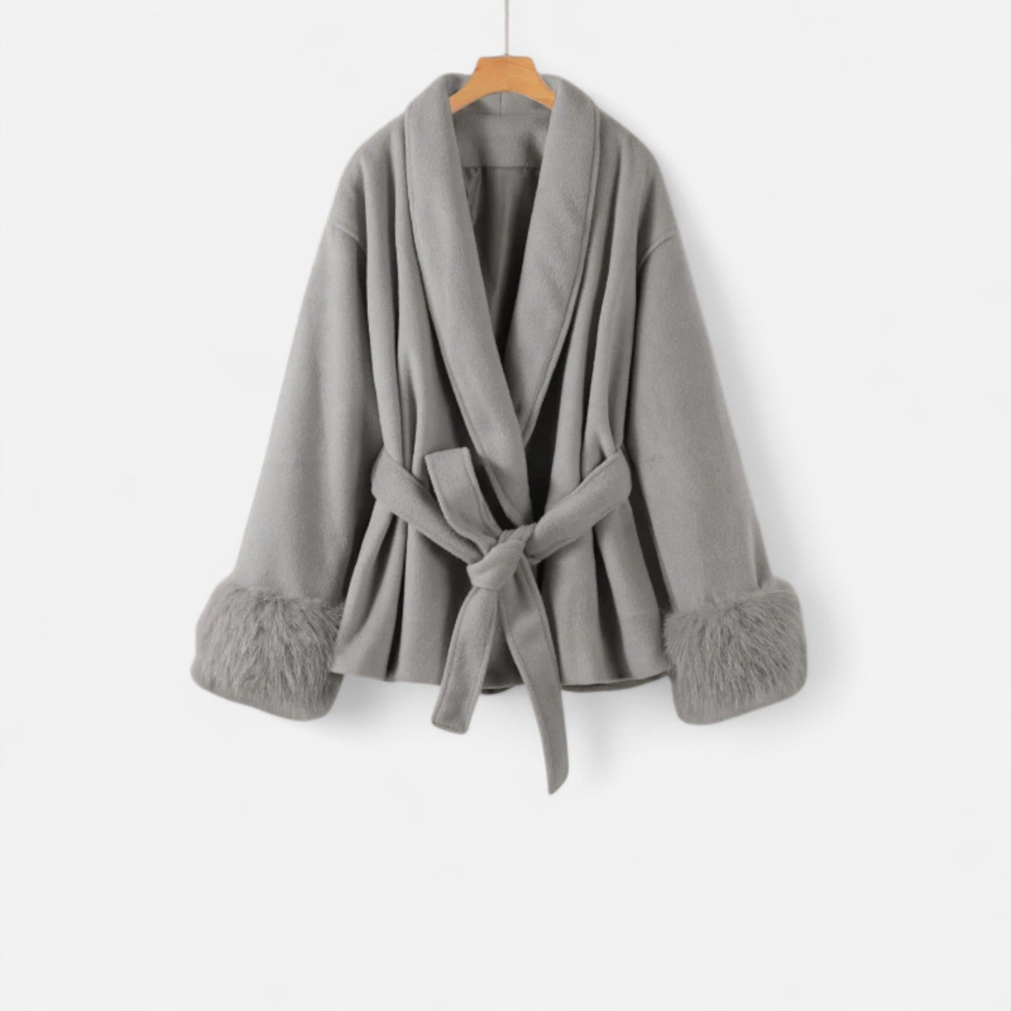 Women Faux-Fur Lace-Up Coat