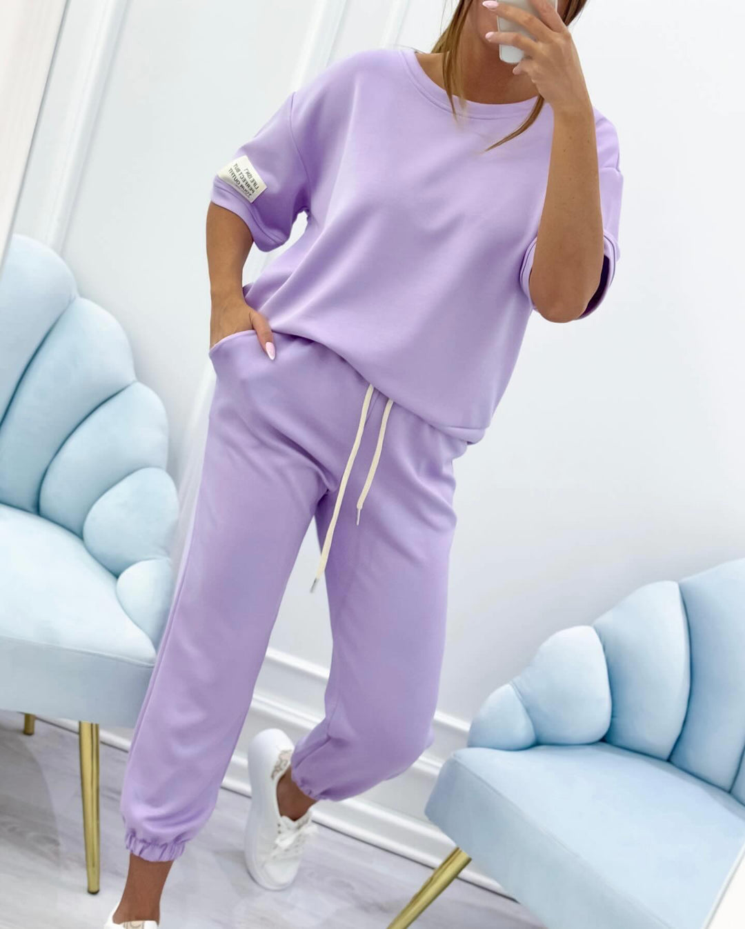 Conjunto casual de manga corta a juego