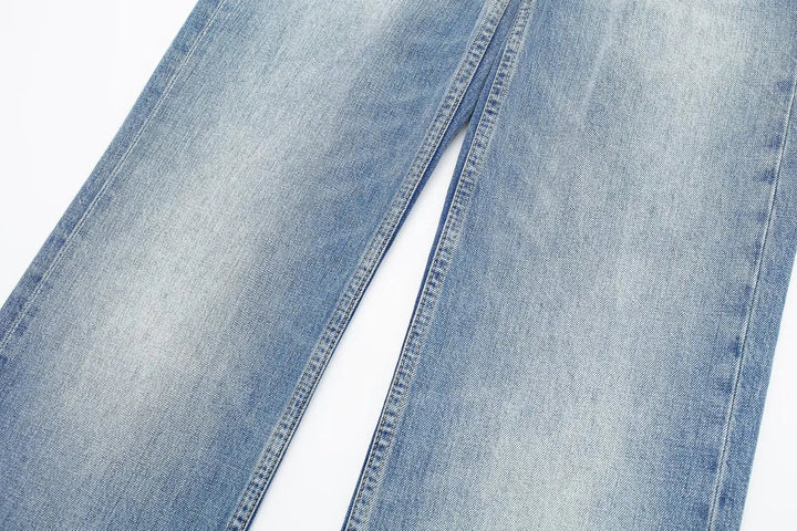 Women's Retro Practical Sleek Mid Waist Straight Leg Jeans