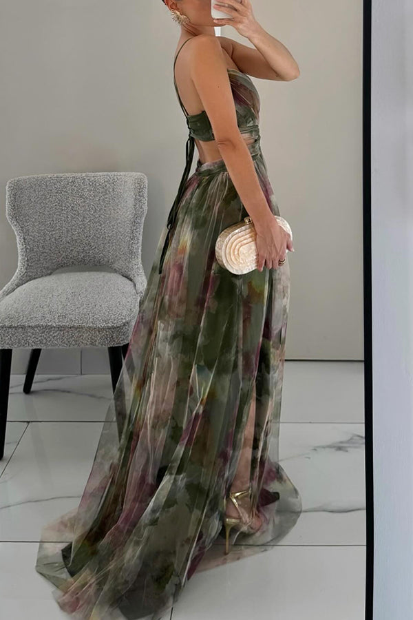 Vestido largo con estampado floral