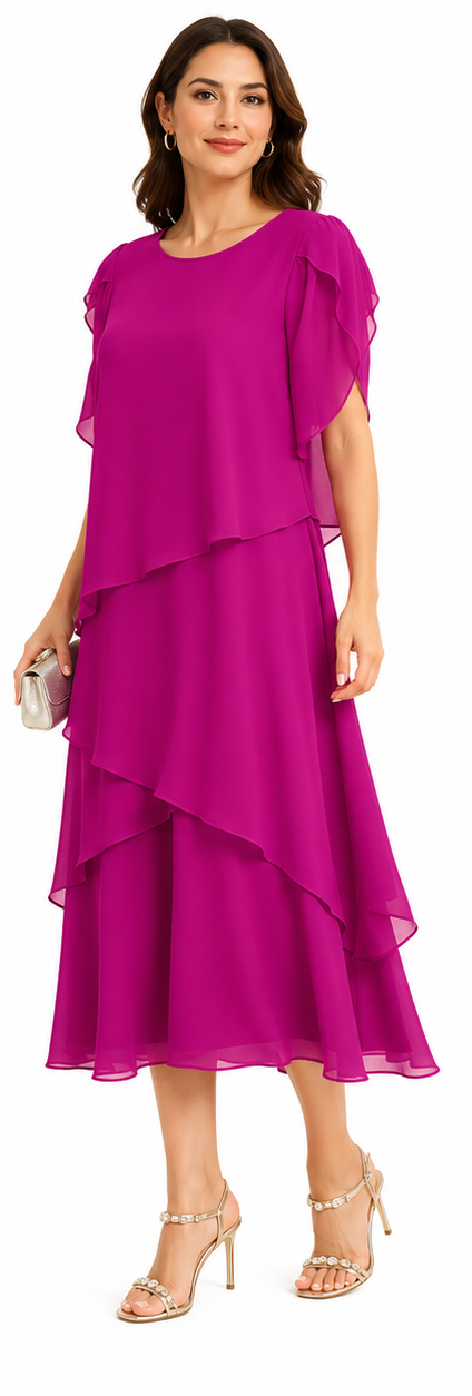 Classic Chiffon Midi Dress