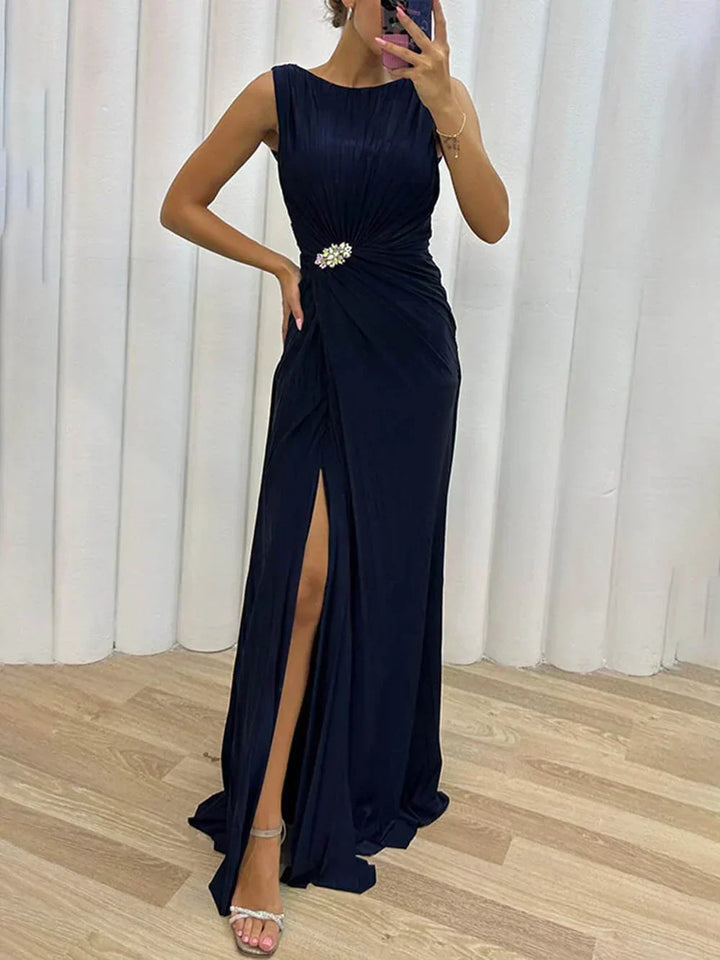 Pleated Maxi Evening Maxi Dress for Formal Occasions