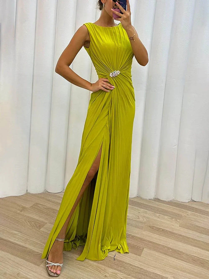 Pleated Maxi Evening Maxi Dress for Formal Occasions