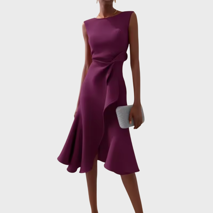 Vestido midi asimétrico drapeado