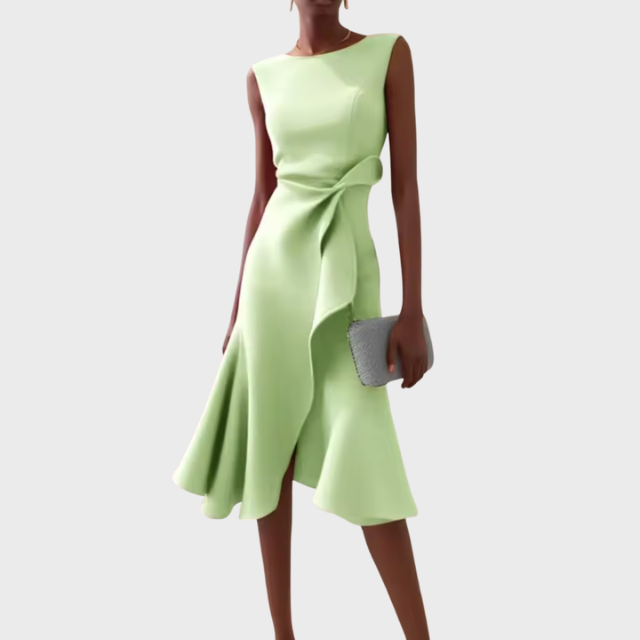 Vestido midi asimétrico drapeado