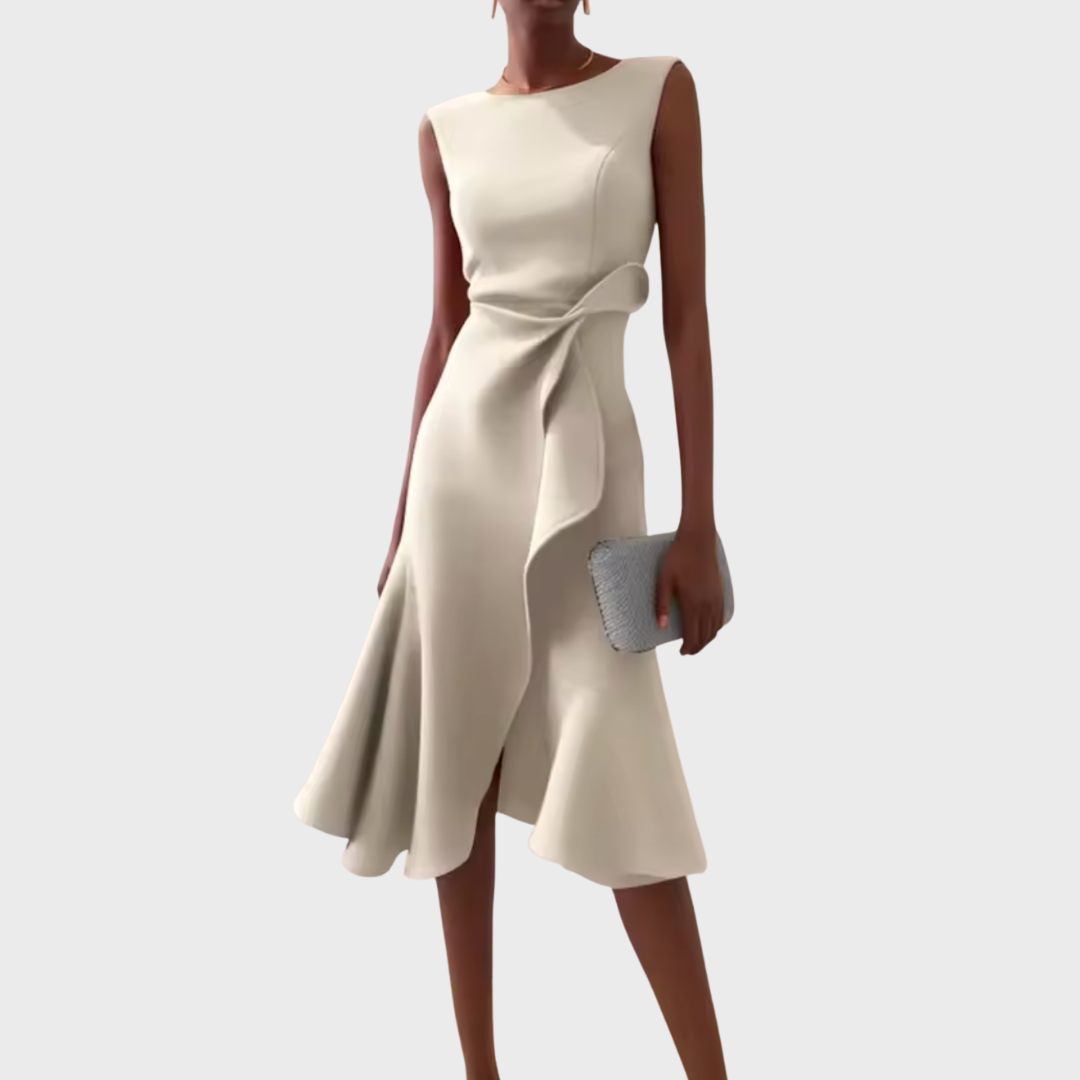 Vestido midi asimétrico drapeado