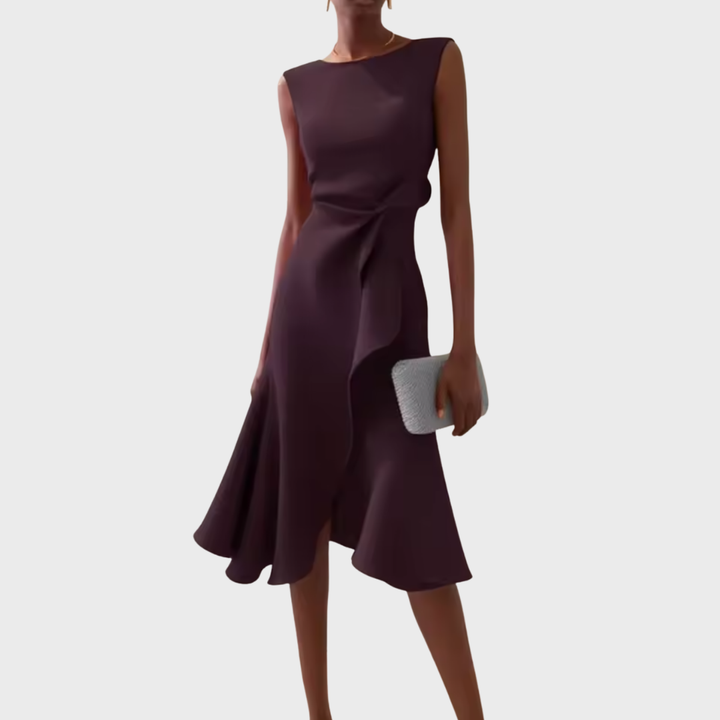 Vestido midi asimétrico drapeado