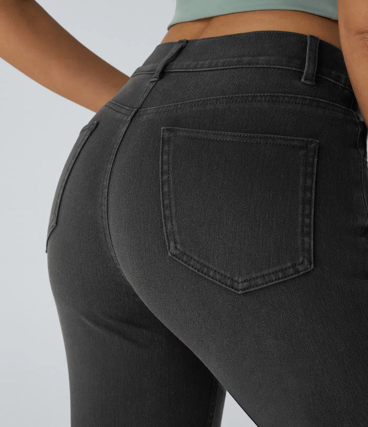 Pantalones de tiro alto con elasticidad cómoda