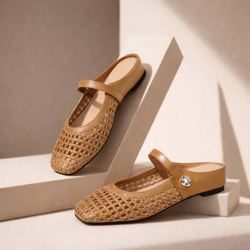 Woven Mary Jane Mule Flats