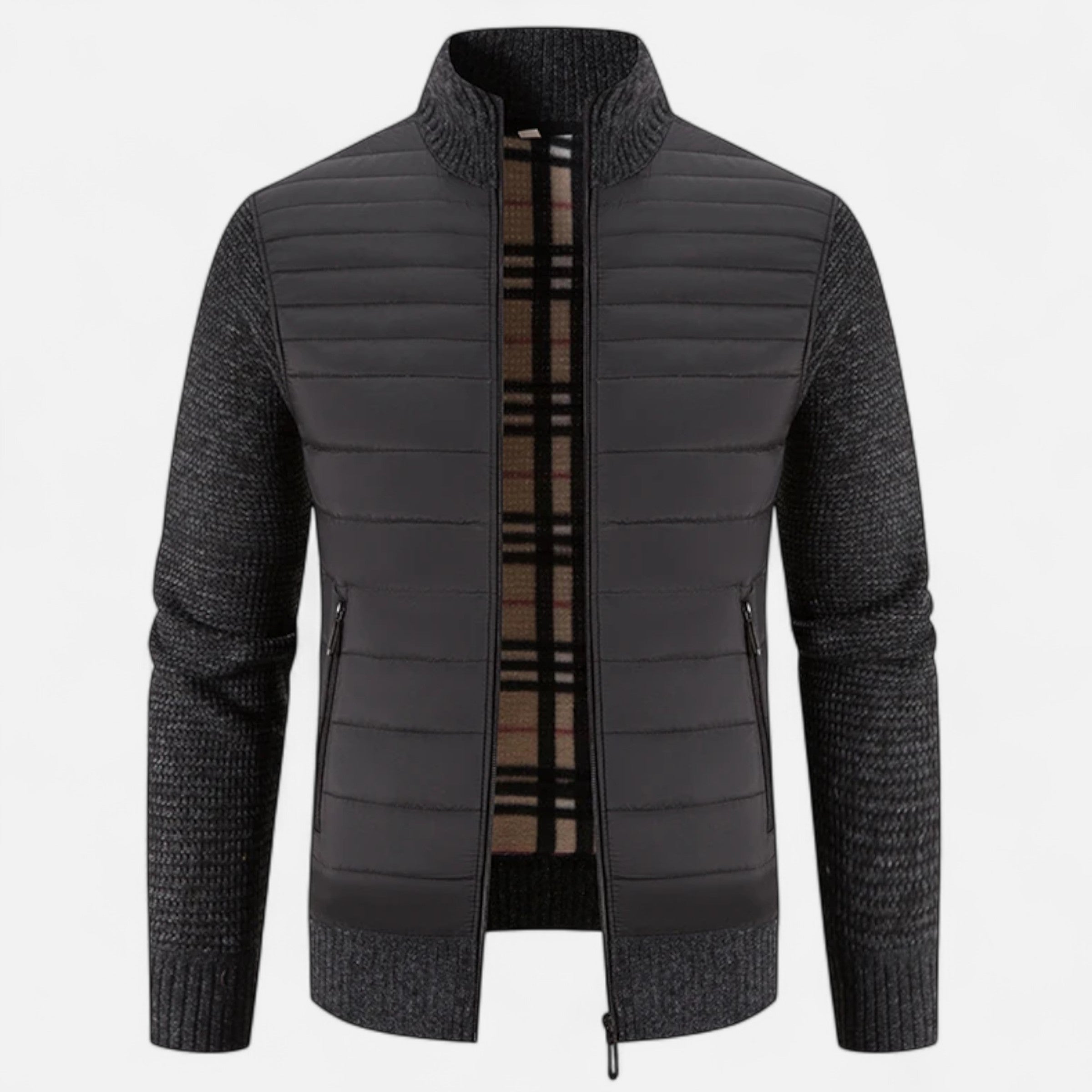 Men's Fleece Patchwork Stand-Collar Jacket