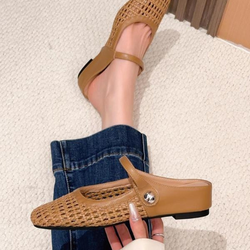 Woven Mary Jane Mule Flats