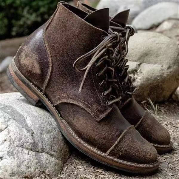 Robustní odolné zimní kožené pánské boty na tkaničky