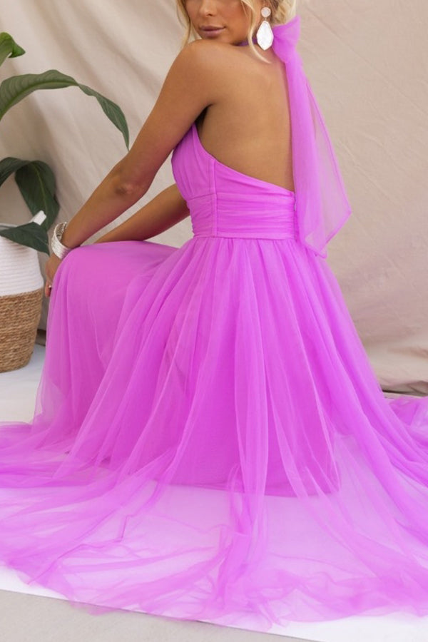 Vestido Maxi de Tul para Ocasiones con Capas Románticas