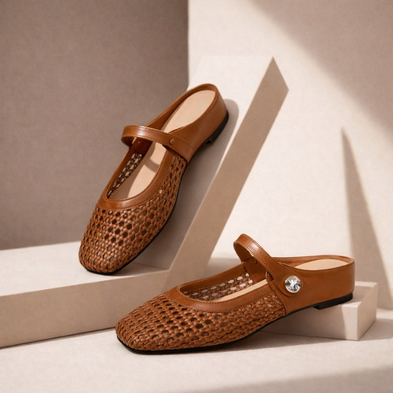 Woven Mary Jane Mule Flats
