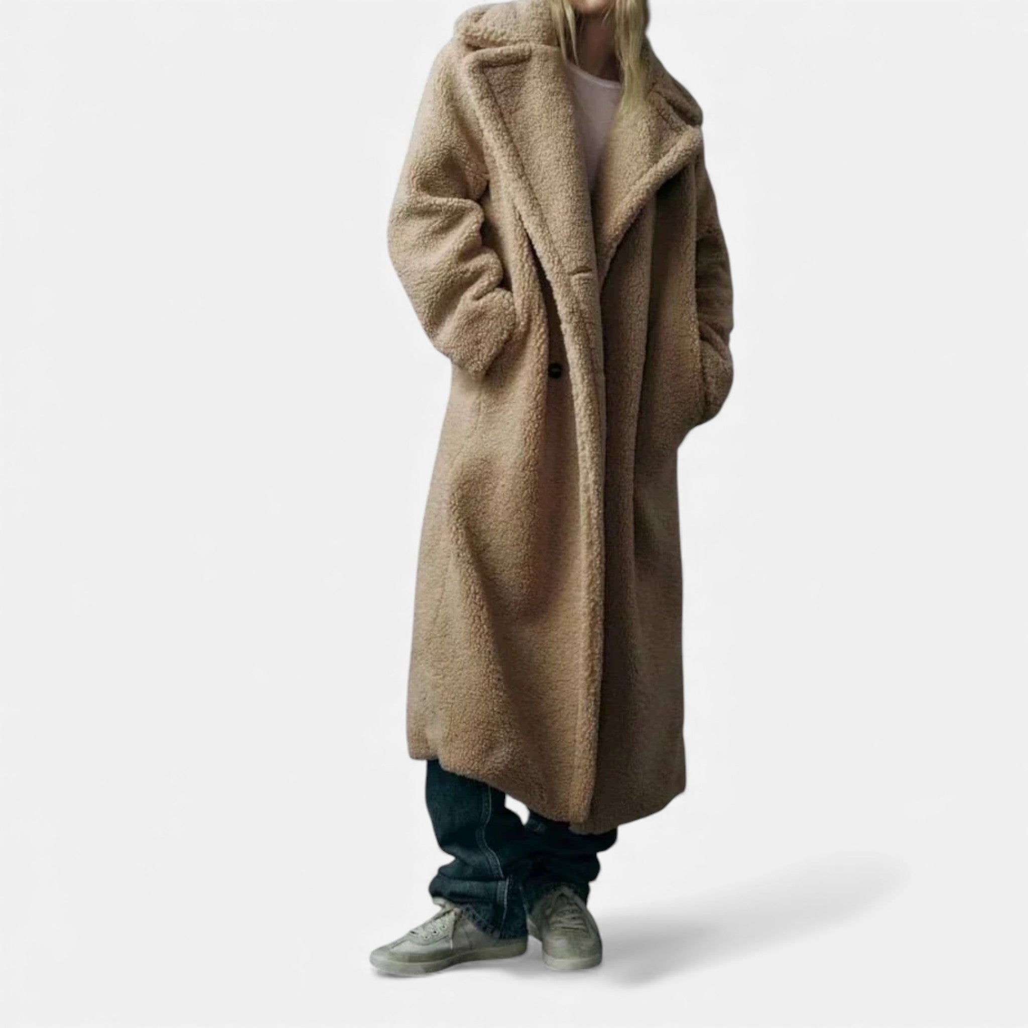 Cappotto Teddy lungo doppiopetto da donna