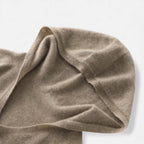 Sudadera con capucha de lana suelta para mujer con cuello en V y tejido de punto