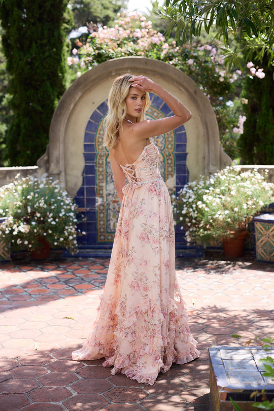Vestido largo tapiz durazno