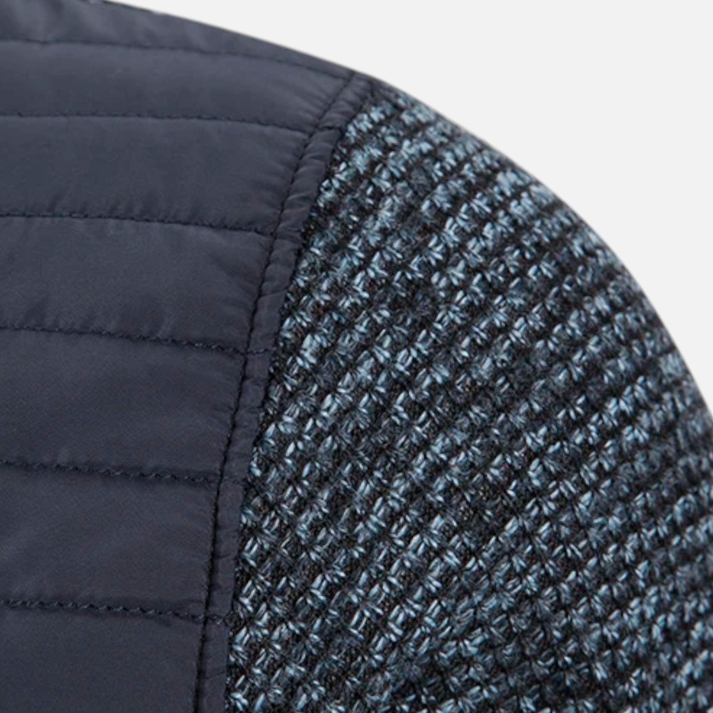 Giacca da uomo in pile con collo alto e motivo patchwork