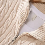 Suéter de cuello alto con cremallera para hombre de punto grueso