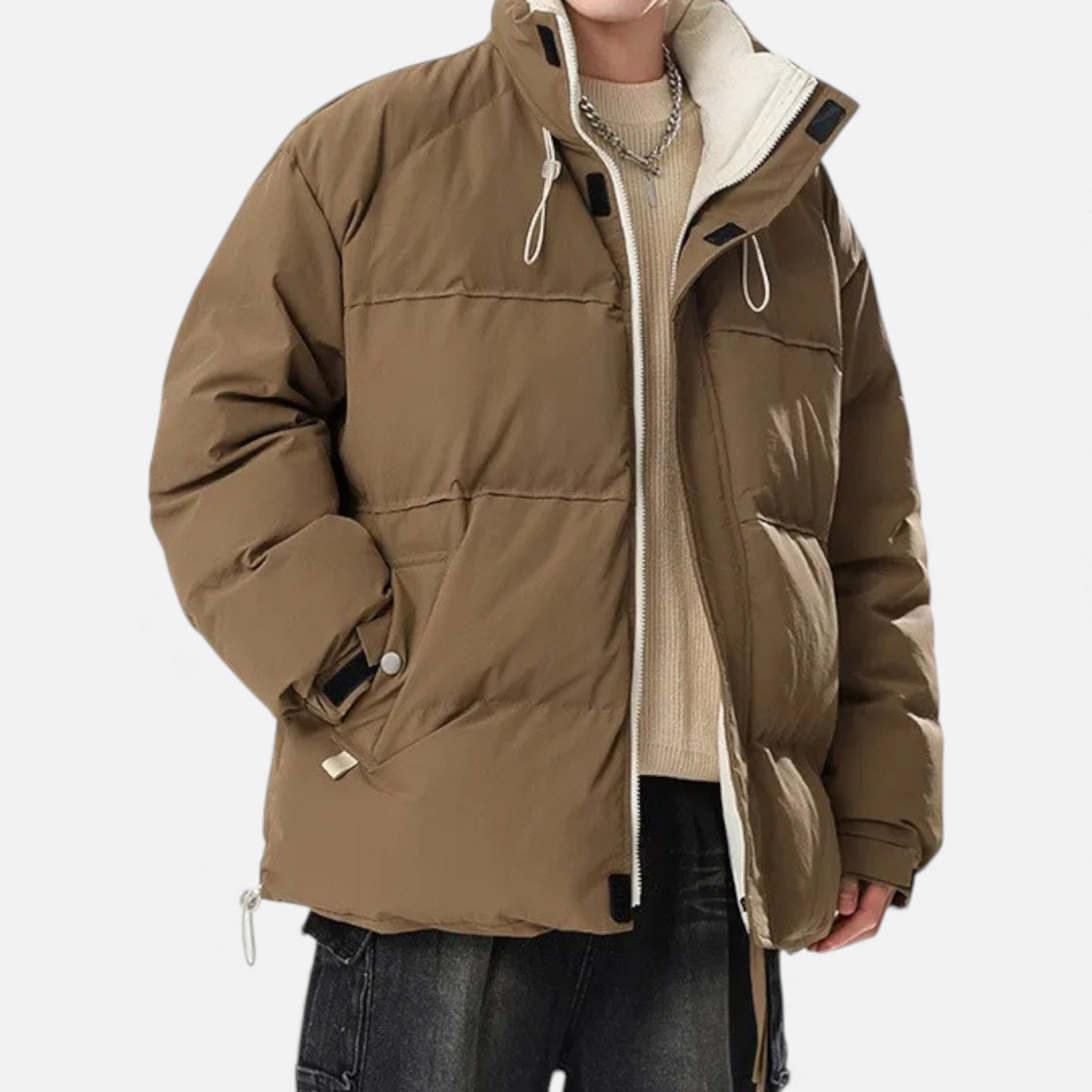 Giacca oversize antivento da uomo con collo alto
