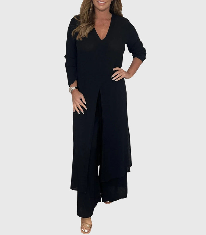 Duster Cardigan Wide-Leg Pants Set