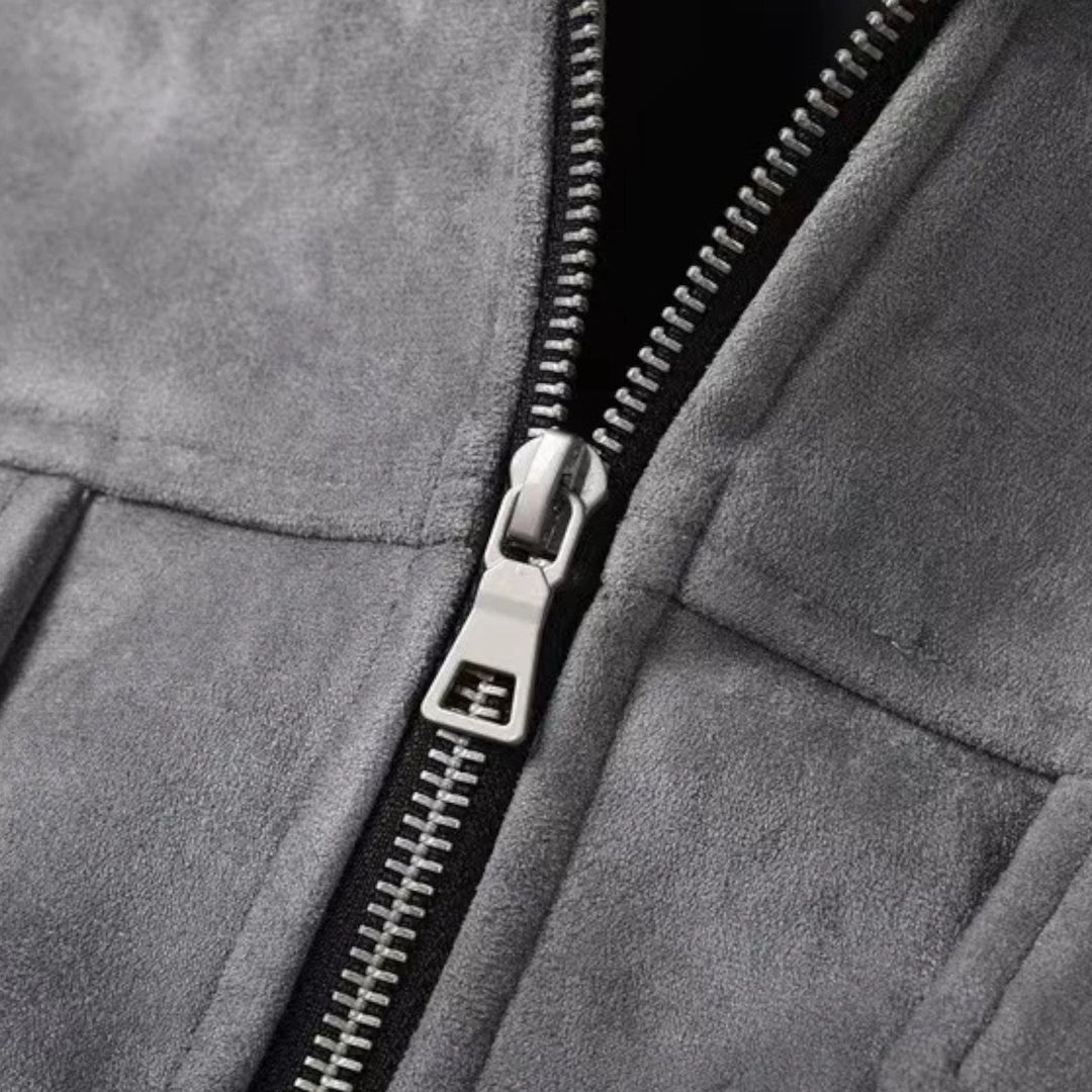 Chaqueta de ante para hombre, de corte holgado y estilo urbano refinado