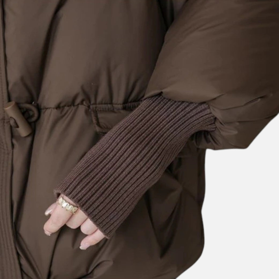 Chaqueta de algodón con relleno de plumón y cuello de piel para mujer, de moda y de temporada