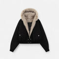 Cappotto invernale con cappuccio da donna – Colletto in pelliccia stile vintage