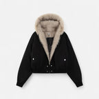 Cappotto invernale con cappuccio da donna – Colletto in pelliccia stile vintage