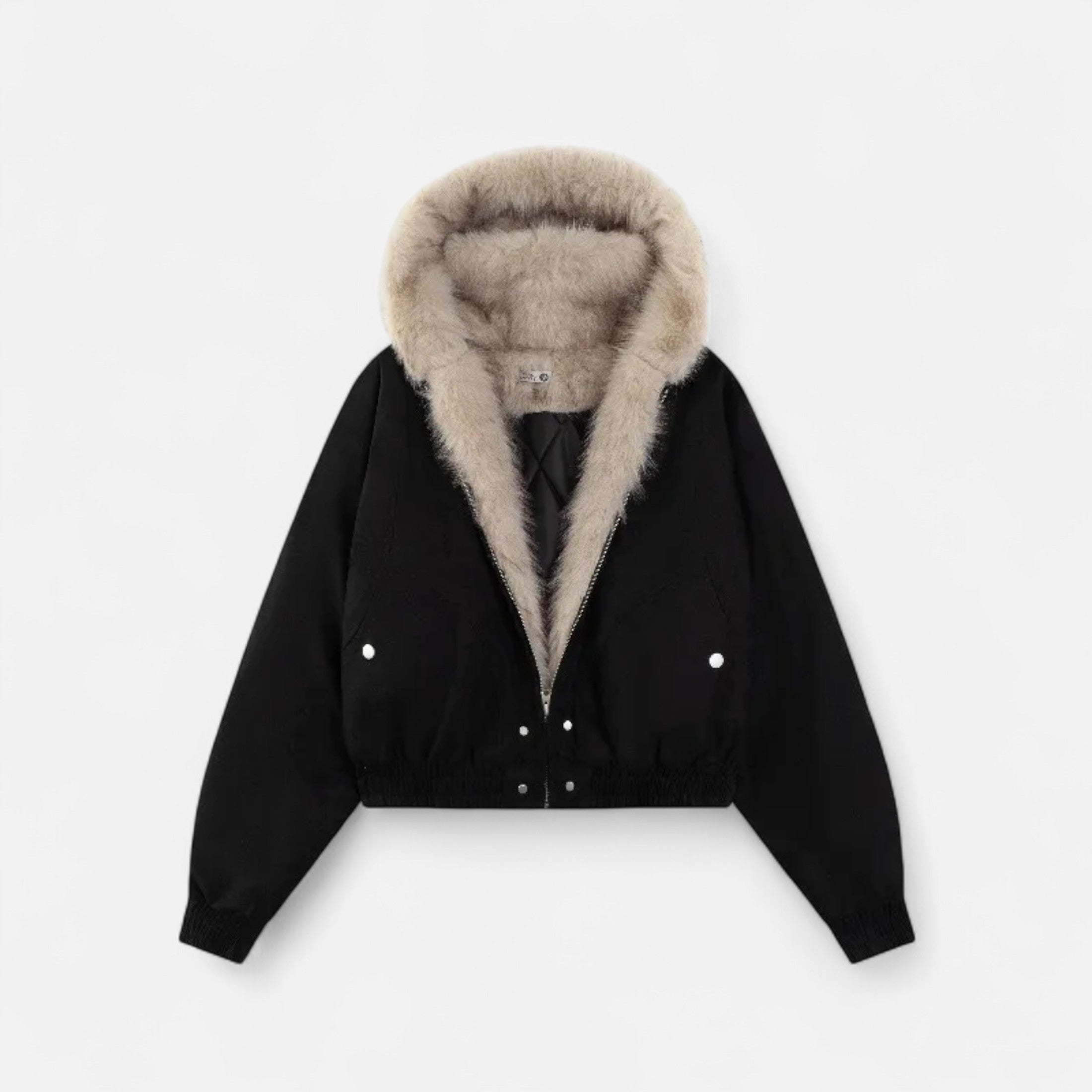 Cappotto invernale con cappuccio da donna – Colletto in pelliccia stile vintage
