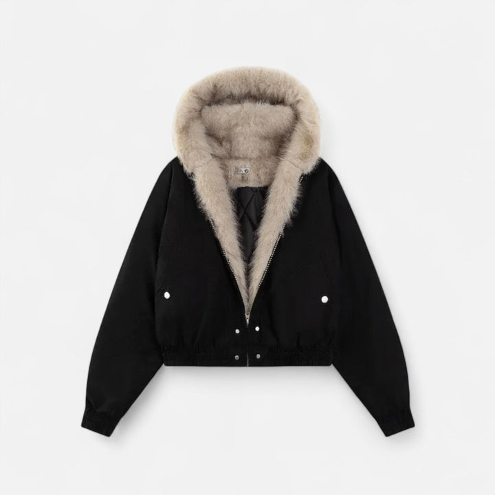 Cappotto Invernale con Cappuccio Heritage Contemporaneo da Donna con Colletto in Pelliccia Lussuoso
