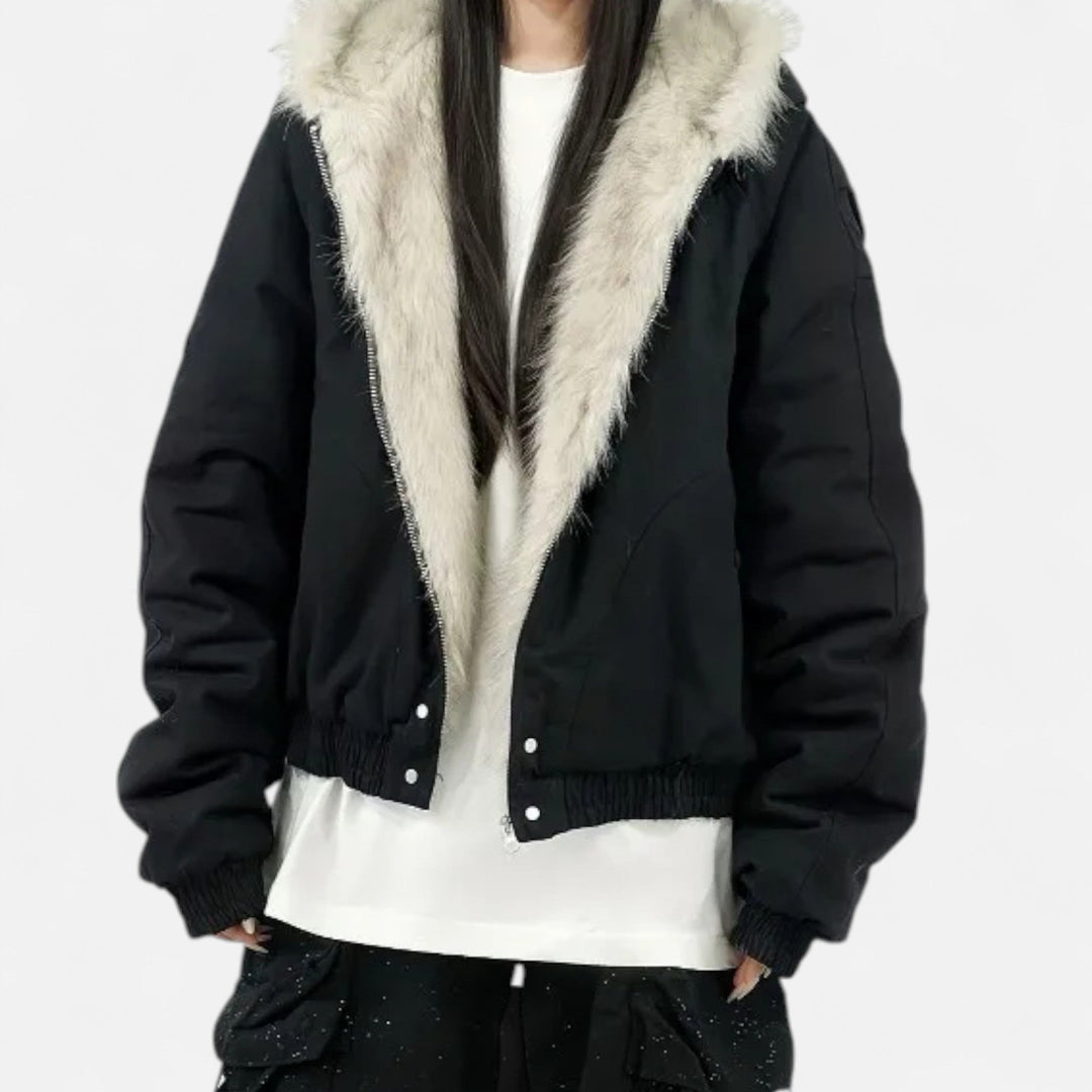 Cappotto Invernale con Cappuccio Heritage Contemporaneo da Donna con Colletto in Pelliccia Lussuoso