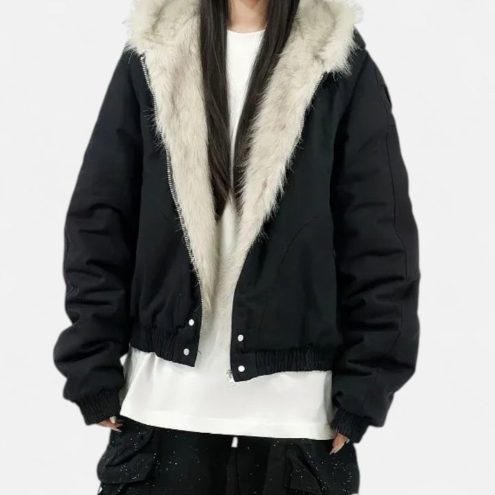 Cappotto Invernale con Cappuccio Heritage Contemporaneo da Donna con Colletto in Pelliccia Lussuoso