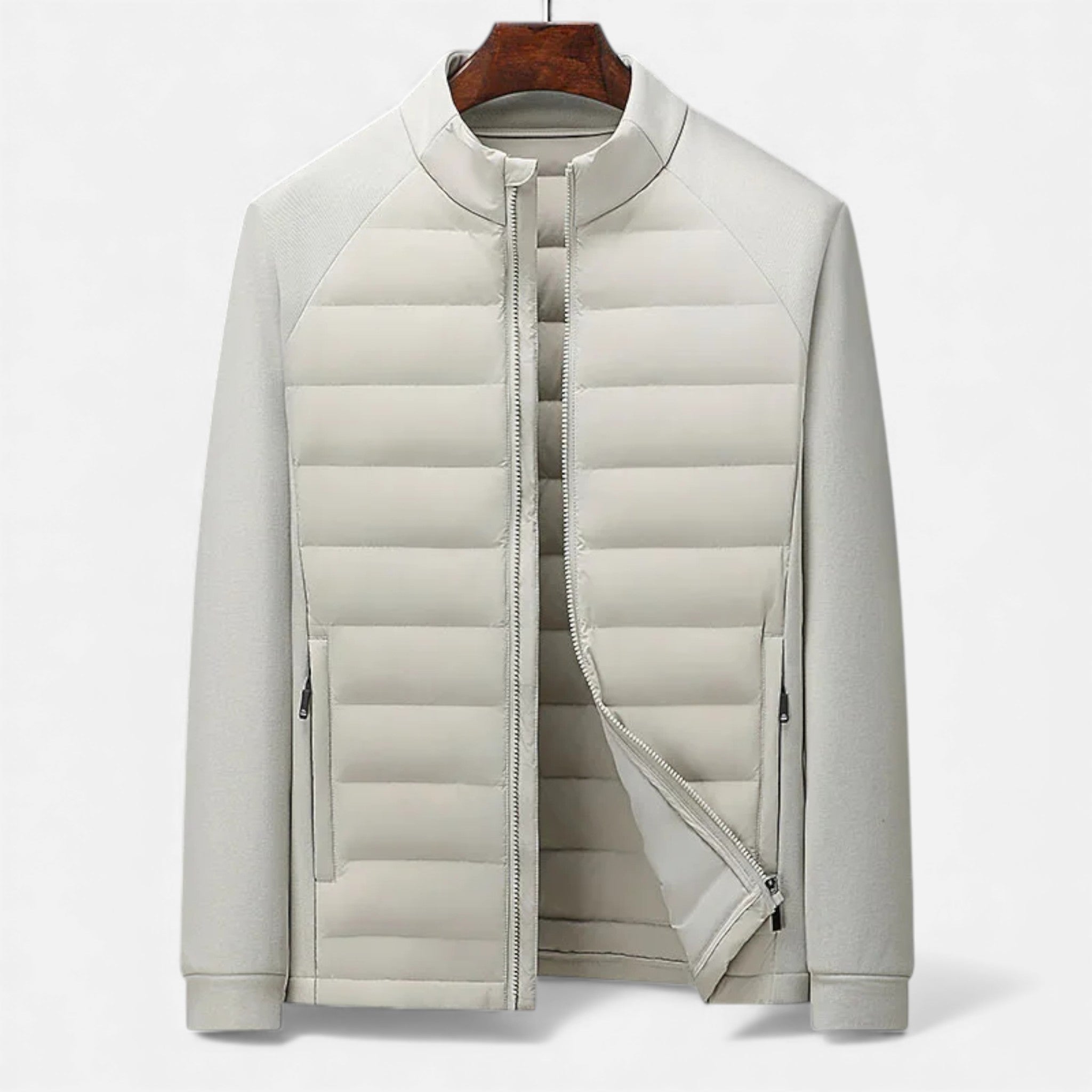 Men's Quilted Down Jacket with Stand-Up Collar