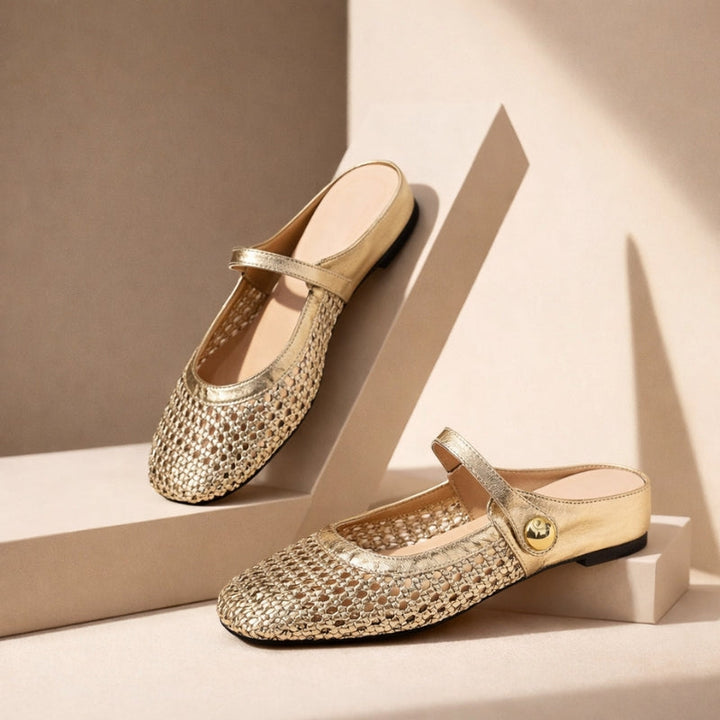 Woven Mary Jane Mule Flats