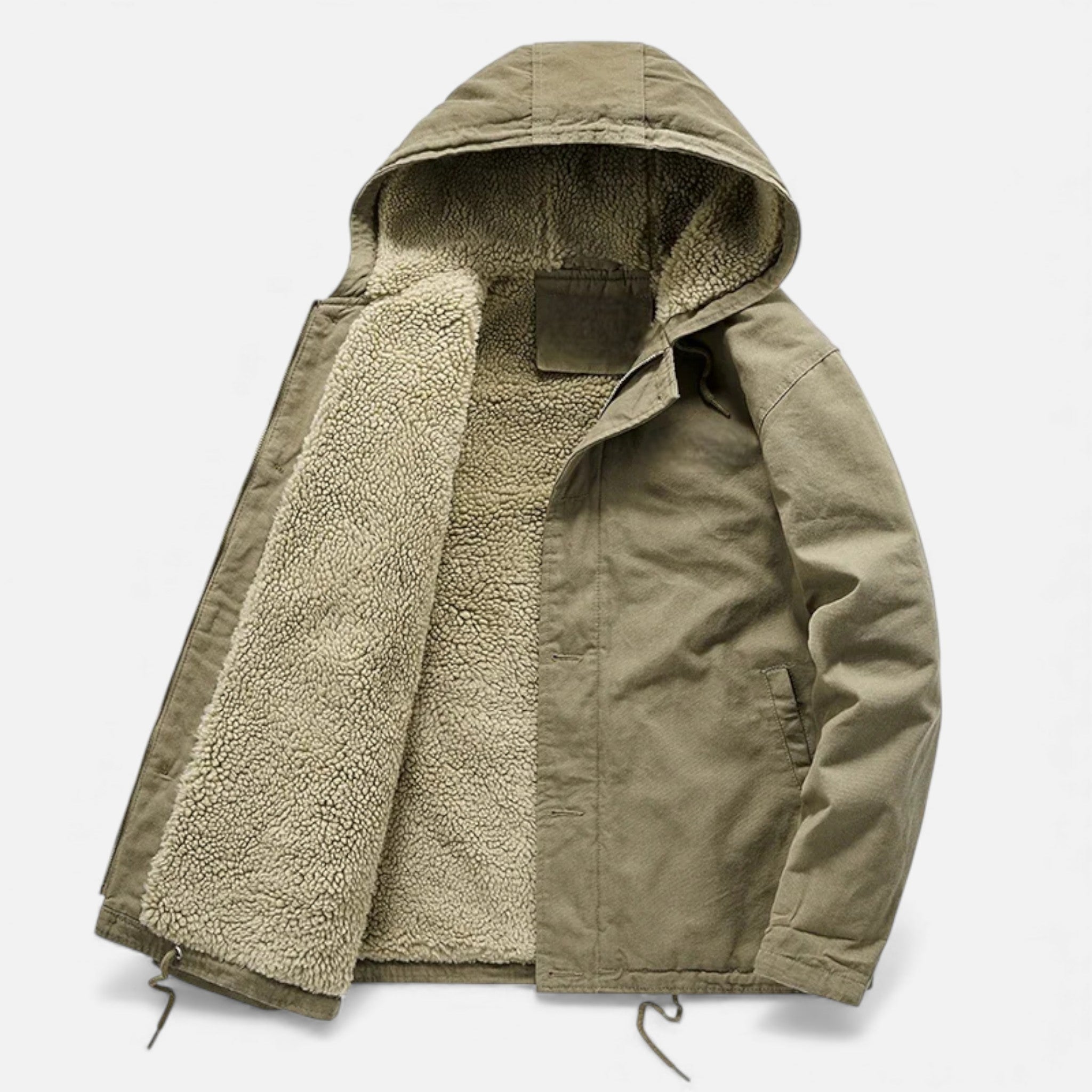 Cappotto in pile di agnello con cappuccio da uomo per l'inverno