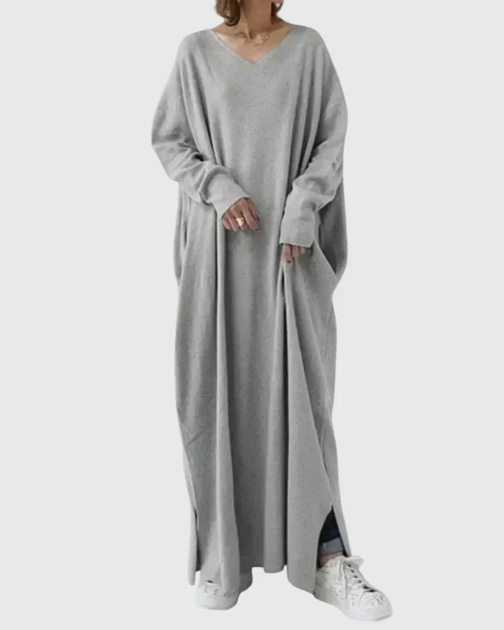 Vestido largo drapeado sofisticado