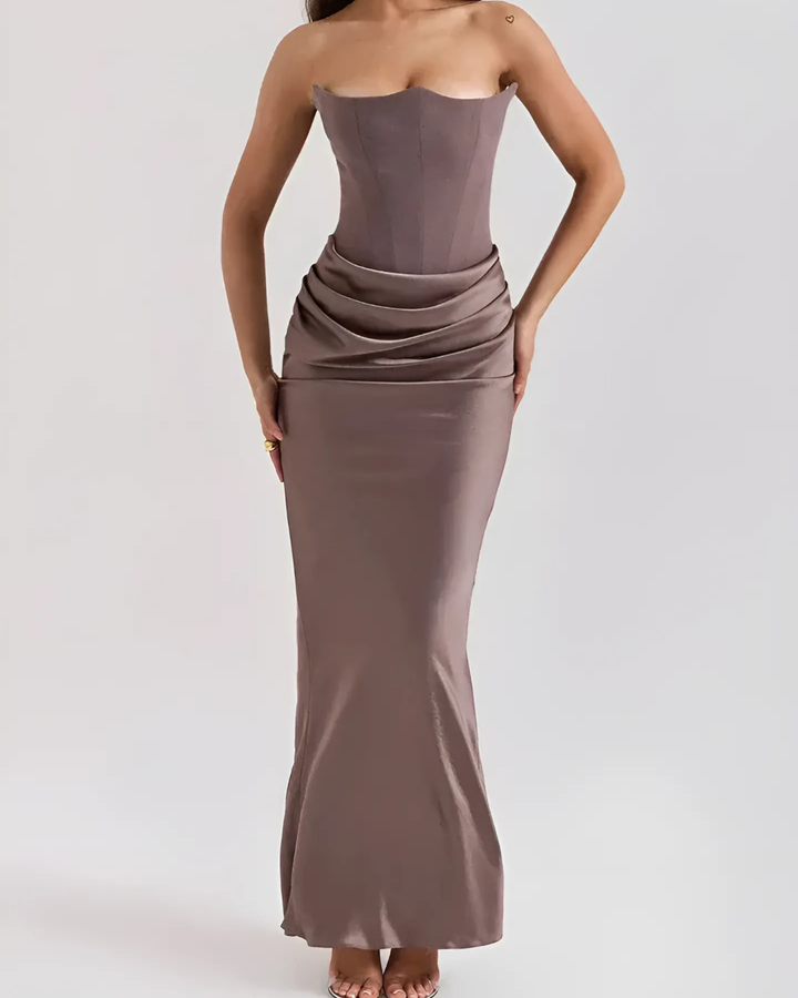 Women's Evening Gown Draped Maxi Wedding Guest Dress