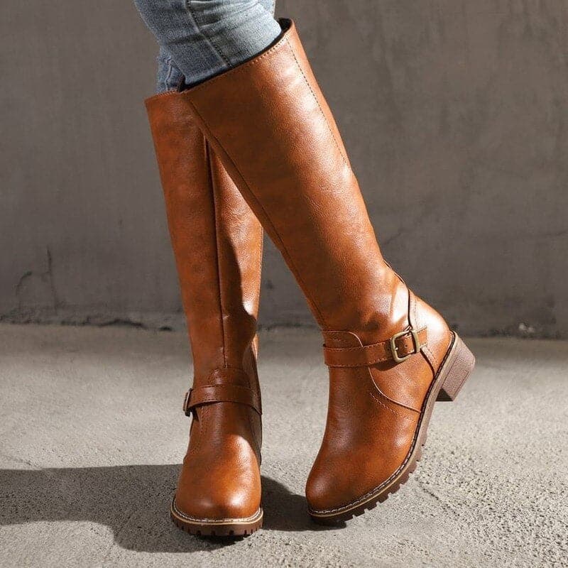 Women's Retro Buckle Practical Knee-High Boots