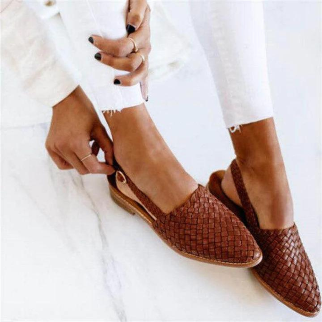 Elegant Woven Vegan Leather Ballerina Flats