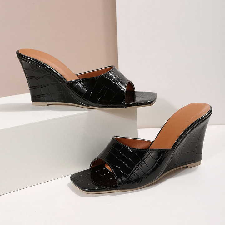 Zapatos con cuña y cojín de cuero