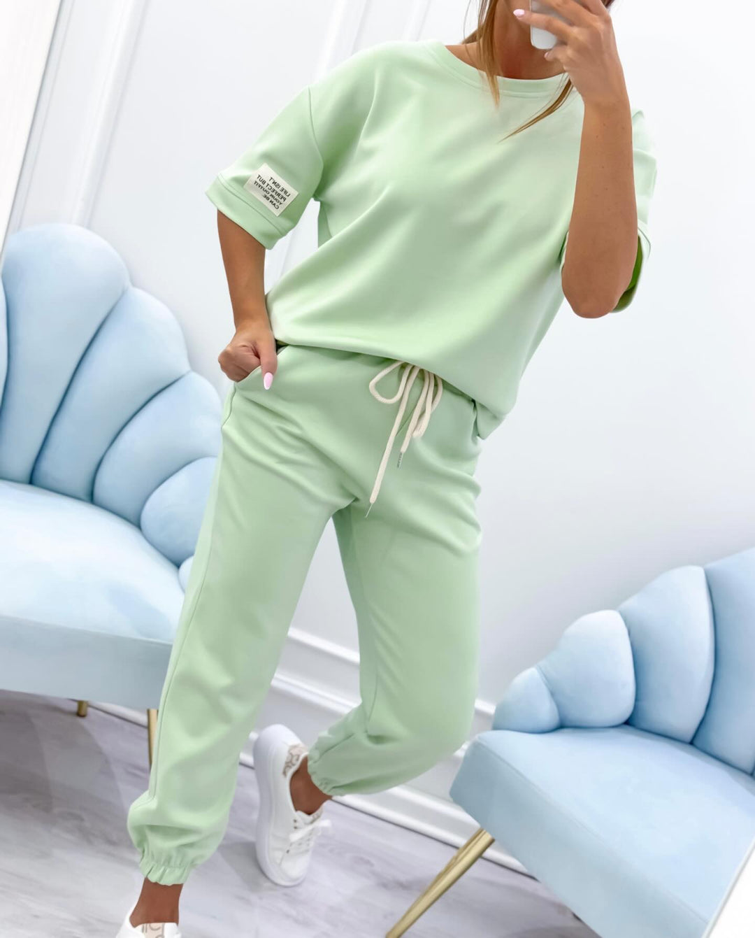 Conjunto casual de manga corta a juego