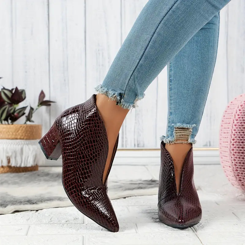 Botines con tacón de bloque texturizado