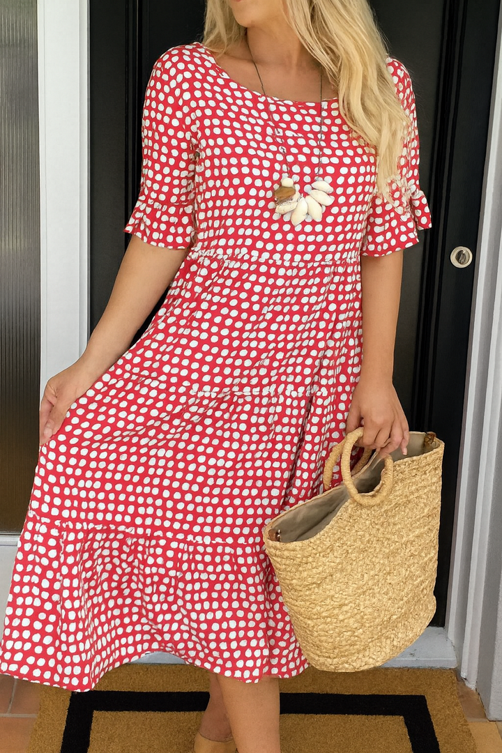 Vestido midi de manga corta con ajuste holgado