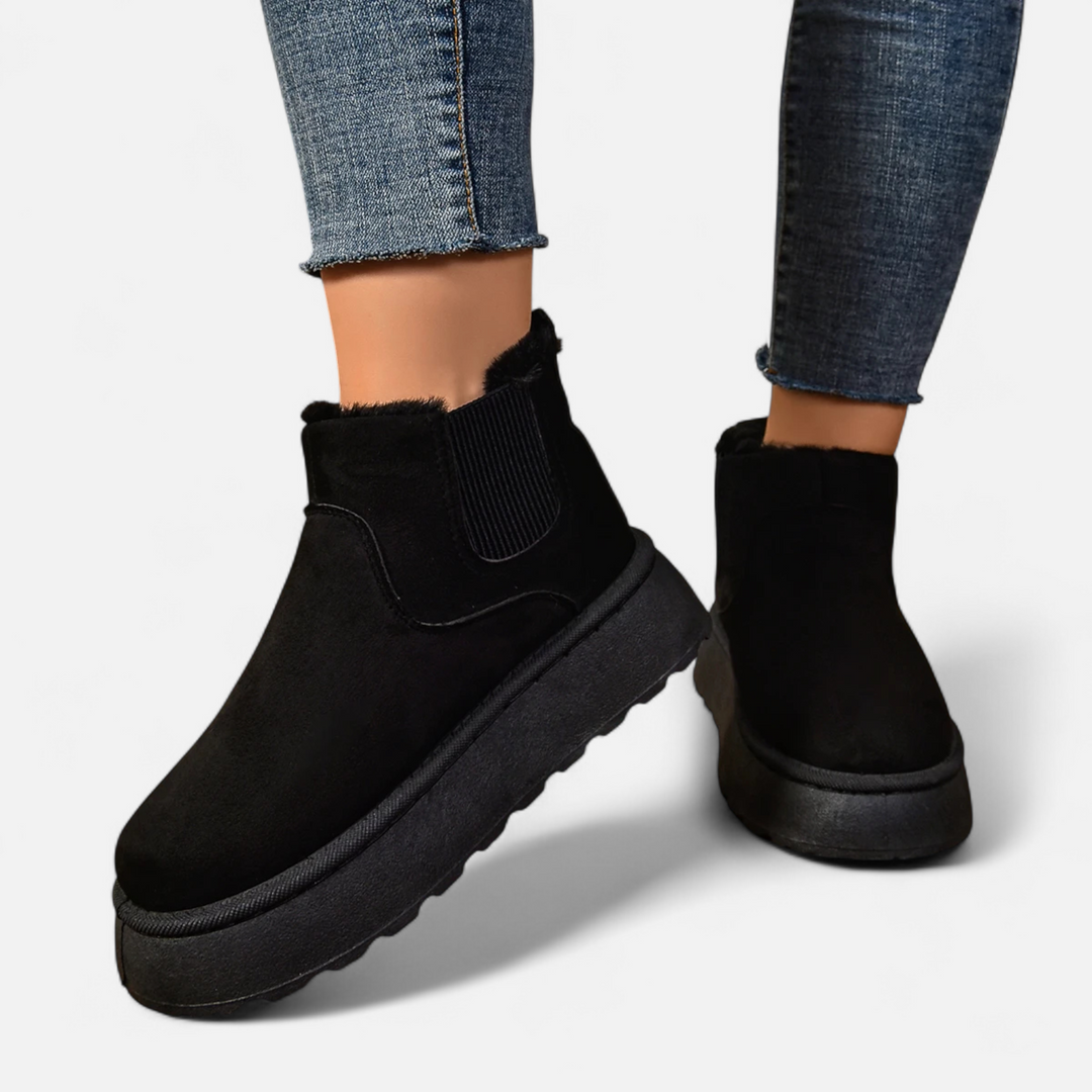 Women’s Timeless Slip-On Warm Plush Platform Ankle Chelsea Boots